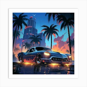 Classic Car In The City Art Print