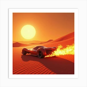 Futuristic Formula Car Blazing Across A Bright Red Desert Under A Scorching Sun 1 Art Print