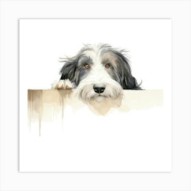 Dog Looking Over A Wall 1 Art Print