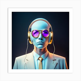 Man With Headphones 22 Art Print