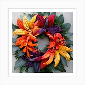 Colorful Lily Wreath Art Print