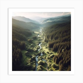 Aerial View Of A River Art Print