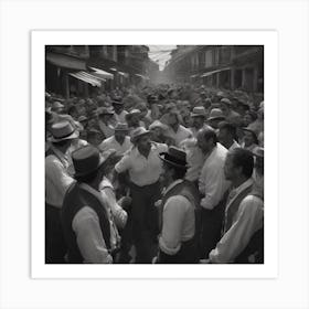 Crowd Of Men In Hats Art Print