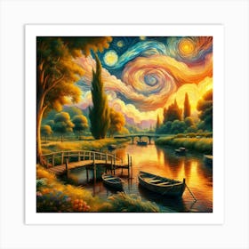 Starry Night: Dreamy, Celestial, Tranquility Art Print