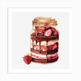 Strawberry Dessert In A Jar Art Print