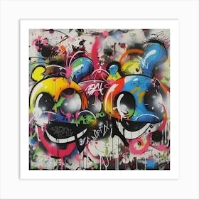 Funny Faces, Graffiti, Street Art, Urban Hues Art Print