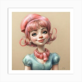 Pink Haired Girl Art Print