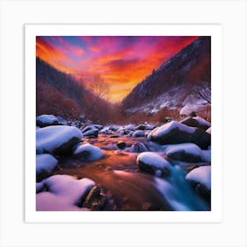 Sunset In The Mountains Art Print