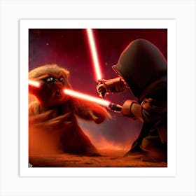 Ewok vs Jawa 1 Art Print