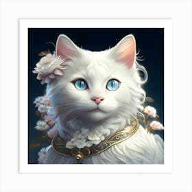 White Cat With Blue Eyes Art Print