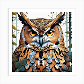 Owl In The Forest 218 Art Print