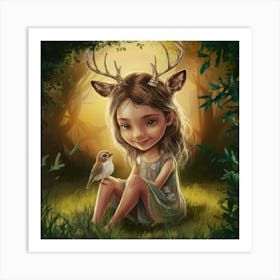 Little Girl In The Forest Art Print