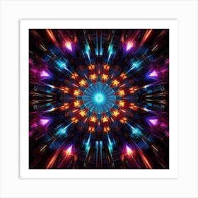 Highly Detailed Metallic Kaleidoscope Tunnel Pattern 1 Art Print