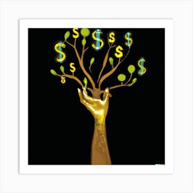 Golden Money Tree Art Print