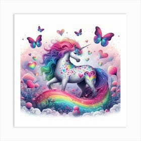 Unicorn With Butterflies Art Print