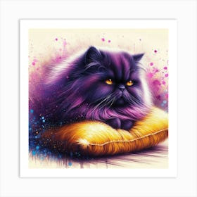 Purple Cat Painting Art Print