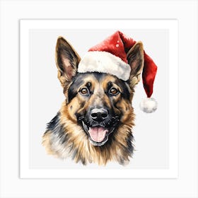 German Shepherd Santa Hat 3 Art Print