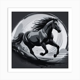 Horse Running In The Moonlight Art Print