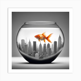 Goldfish In A Fish Bowl 1 Art Print