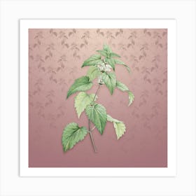 Vintage White Dead Nettle Plant Botanical on Dusty Pink Pattern n.2493 Art Print