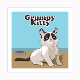 Grumpy Kitty Cat Mieze Pet Animal Portrait Art Print