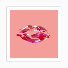 Red Lippies By Day Square Art Print
