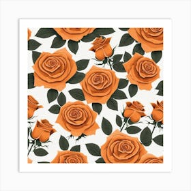 Orange Roses Seamless Pattern 8 Art Print