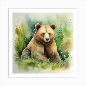 Brown Bear Watercolor Painting 2 Art Print