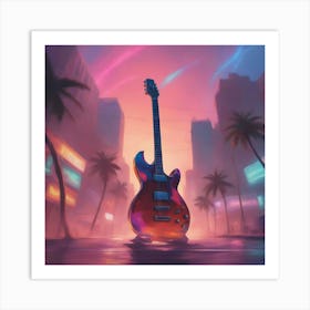 Guitar city Art Print