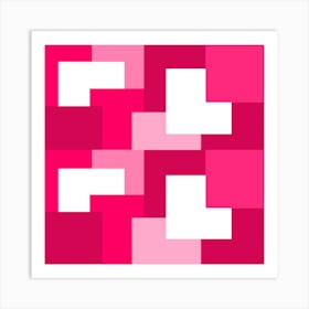 Pink Abstract Square Tiles Art Print