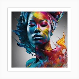 Color Splashed Woman Art Print