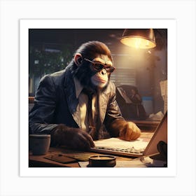 Monkey In A Suit Art Print