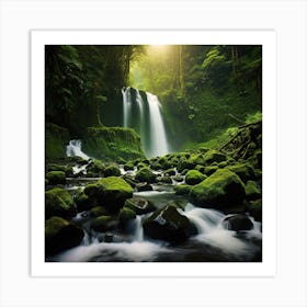 Waterfall In The Jungle Art Print