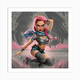 Girl With Pink Hair 3 Art Print