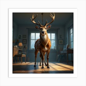 Deer In A Room 7 Art Print