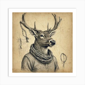 Deer With Antlers 2 Art Print