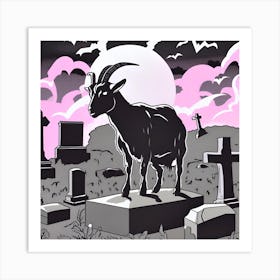 Goat In Cemetery Art Print