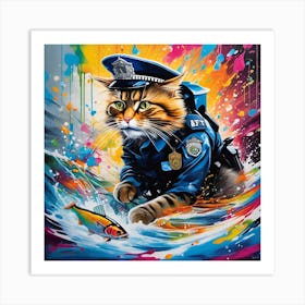 Police Cat Art Print