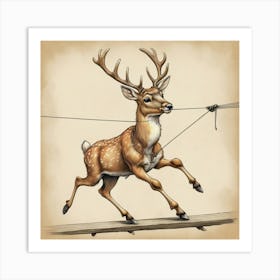 Deer On A Rope 2 Art Print