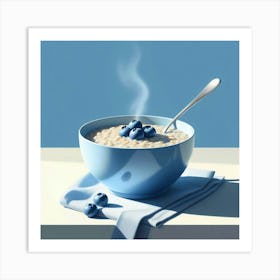 Bowl Of Oatmeal In The Morning Kitchen Restaurant Art Print