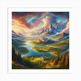 Rainbow Over The Castle Art Print
