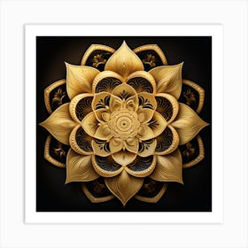 Golden Lotus Flower 3 Art Print