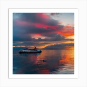 Sunset On The Fjords Art Print