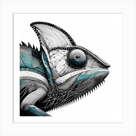 Chameleon - Abstract Line Art Illustration 192 Art Print