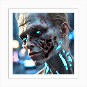 Zombie Woman With Blue Eyes Art Print