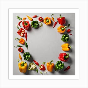 Colorful Peppers In A Frame 38 Art Print