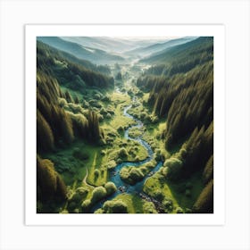 Aerial View Of A Valley Art Print