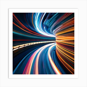 Long Exposure Image Of A Highway Art Print