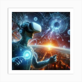 Futuristic Man In Virtual Reality Art Print