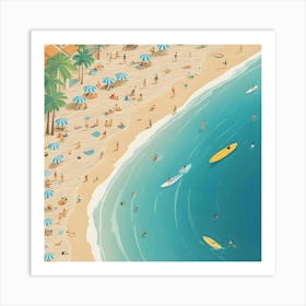 Illustration Of A Beach Scene 3 Art Print